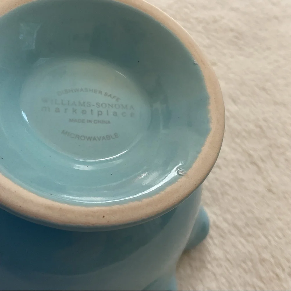 Williams Sonoma Blue Ruffle Pedestal Bowl – Ceramic Candy Dish 5.75”